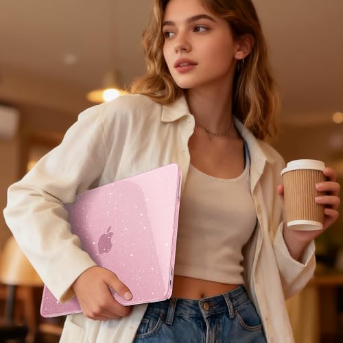 May Chen Compatible with MacBook Neo 13 inch Case 2026 Model A3404, Plastic Hard Shell,Keyboard Cover,Screen Protector,Dust Plug, for MacBook Neo 13" with A18 Pro Chip, Glitter Pink - color: Glitter Pink
