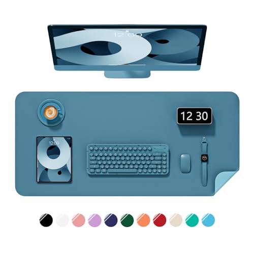 Desk Pad, 23.6" x 13.8" PU Leather Non-Slip Desk Mat Large Mouse Pad for Desktop, Waterproof Laptop Computer Writing Mat for Office, Home, Work, Gaming, Dark Blue - color: Dark Blue, size: 23.6" x 13.8"