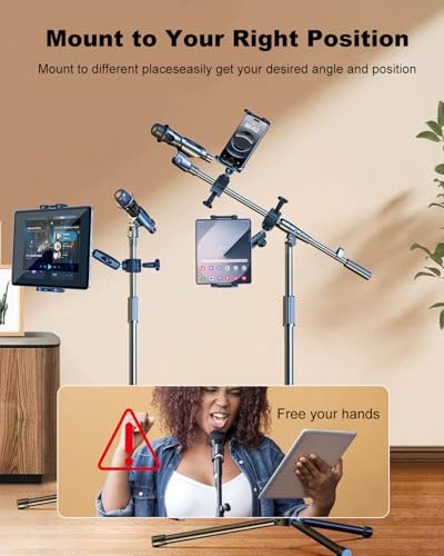 Kolasels Metal iPad Holder for Mic Stand [Ultra-Durable] Tablet Holder Mount for Microphone Stand, Mic Music Stand with Universal Tablet Clamp Mount for 4.7-13" Tablets and Cell Phones : Electronics