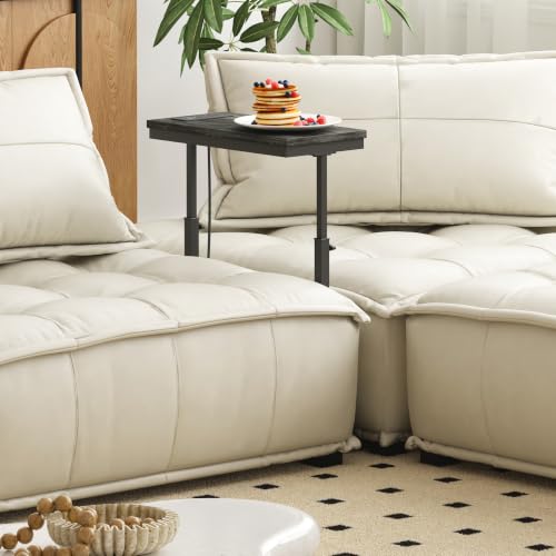 TUTOTAK End Table with Charging Station, Side Table, Tall Couch Table, Sofa Table, Living Room, Bedroom,Grey TB01BY084 - color: Grey, size: 1 Pack, style: With Plug