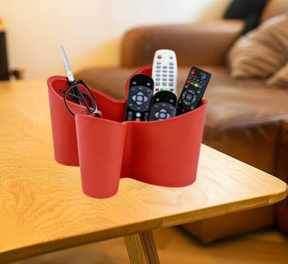 Khakho Flower Shape Remote Control Holder,Desk Organizer Storage Container, Office Supplies Desktop Organizer Rack,Multi-Functional Remote Control Box (Red) - color: Red