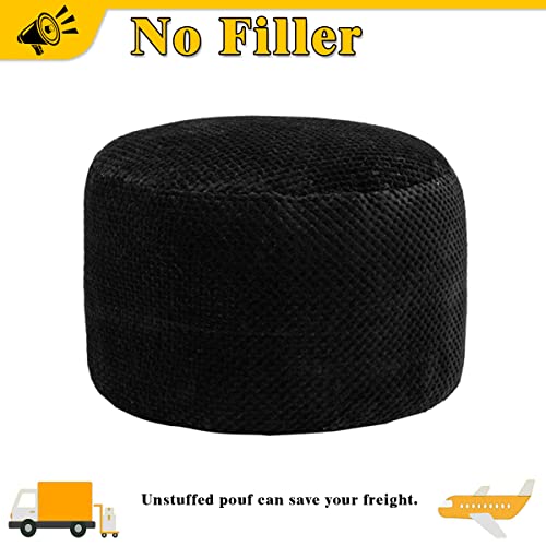 Asuprui Unstuffed Pouf Ottoman Round Poof Ottoman No Filler Soft Faux Fur Foot Stool 20x20x12 Inches Fuzzy Chair Floor Pouf Foot Rest with Storage for Living Room Bedroom Black - color: Black