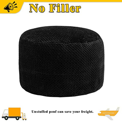 Asuprui Unstuffed Pouf Ottoman Round Poof Ottoman No Filler Soft Faux Fur Foot Stool 20x20x12 Inches Fuzzy Chair Floor Pouf Foot Rest with Storage for Living Room Bedroom Black - color: Black