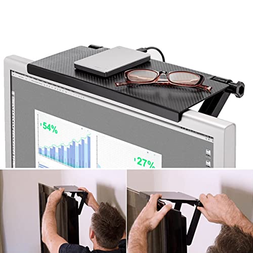 Generic TV Top Shelf Mount Adjustable Computer Rack Screen Top Multifunctional Monitor Organizer Space Saving for Wi-Fi Router Cable Box Remote Controls Storage