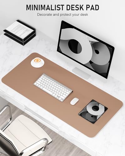 Desk Pad, 30" x 14" PU Leather Non-Slip Desk Mat Large Mouse Pad for Desktop, Waterproof Laptop Computer Writing Mat for Office, Home, Work, Gaming, Champagne Gold - color: Champagne Gold, size: 30" x 14"