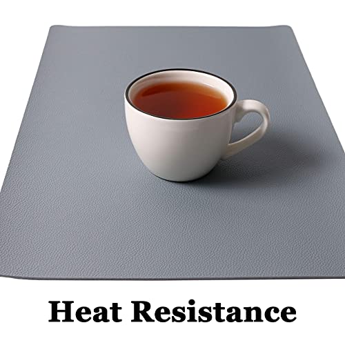 Wipeable Placemats Leather Table Mats Waterproof Heat-Resistant Easy to Clean for Dining Table Set Kitchen Table (4, Pale Blue) - color: Pale Blue, size: set of 4
