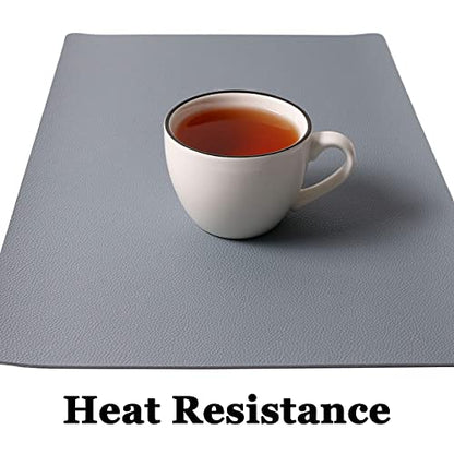 Wipeable Placemats Leather Table Mats Waterproof Heat-Resistant Easy to Clean for Dining Table Set Kitchen Table (4, Pale Blue) - color: Pale Blue, size: set of 4