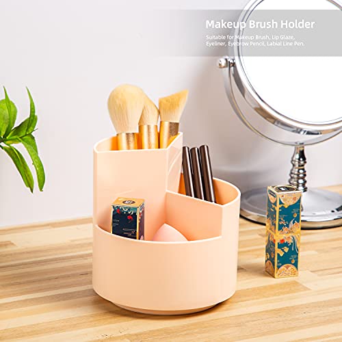 Desk Pencil Pen Holder, 3 Slots 360-Degree Spinning Organizers, Desktop Storage Stationery Supplies, Cute Cup Pot for Office, School, Art Supply, Kids - Pink - color: Pink