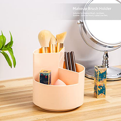Desk Pencil Pen Holder, 3 Slots 360-Degree Spinning Organizers, Desktop Storage Stationery Supplies, Cute Cup Pot for Office, School, Art Supply, Kids - Pink - color: Pink