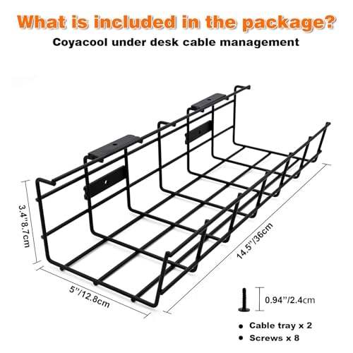 Under Desk Cable Management- 1 Pack Cord Organizer. Metal Wire Cable Management Tray for Office, Studio and Home. Super Sturdy Under Table Cable Raceways Management - Black Cable Organizer - color: Black*1Pack