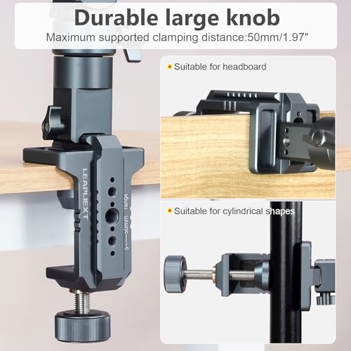 Metal Magic Arm Camera Stand, Gooseneck 360 ° rotating bracket，Flexible adjustment，5KG/11lb Load Capacity，Compatible with Phone/iPad Stand, Suitable for Kitchen/Bedside/Desk Video and Photog