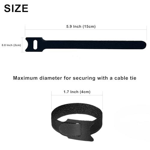 130 PCS Reusable Cable Ties 6 Inch Hook & Loop Cable Management Straps | Keeps Cords Organized Easy to Adjust