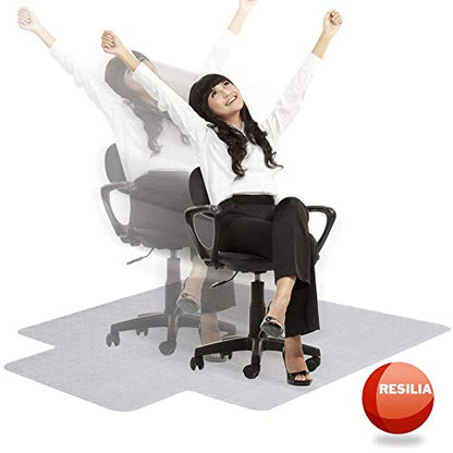 RESILIA Office Desk Chair Mat with Lip - for Low Pile Carpet (with Grippers) Clear, 36 Inches x 48 Inches, Made in The USA - color: Clear, size: 36" x 48" with lip