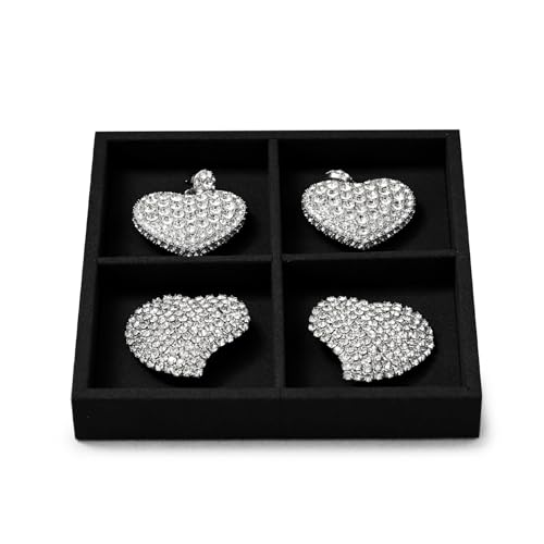 Oirlv Microfiber 4 Grids Stackable Jewelry Display Tray Multi-Compartment Travel Jewelry Tray - style: P13714