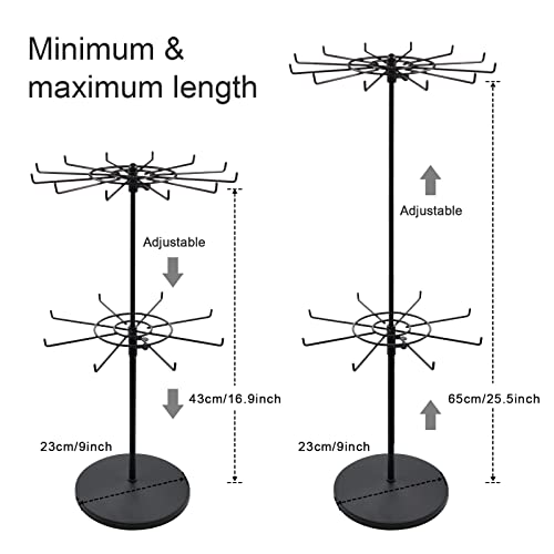 Polmart Heavy Duty Dual Heights (Stand & Tiers) Adjustable Countertop Spinner Display Stand (Black, 2-Tier) - color: Black