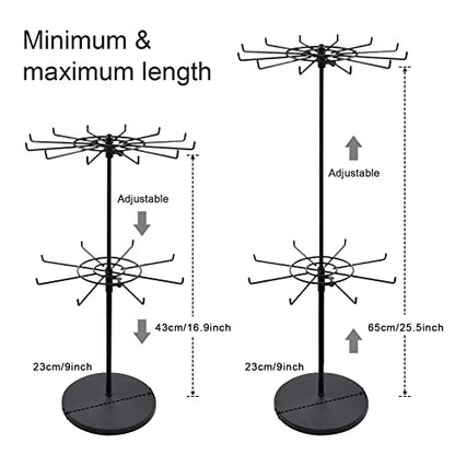 Polmart Heavy Duty Dual Heights (Stand & Tiers) Adjustable Countertop Spinner Display Stand (Black, 2-Tier) - color: Black