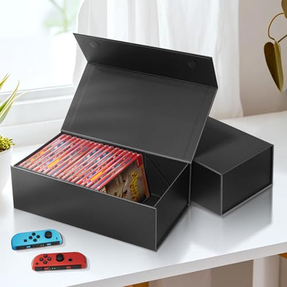Video Game Holder, Game Disc Storage Box Compatible with Nintendo Switch Game Holder, Organize up to 28 Cases - Black 1 Pack