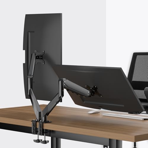 Pholiten Dual Monitor Stand, Fully Adjustable Gas Spring Arms for 17 to 32 inch Screens, VESA 75x75, 100x100, Max 22 lbs - style: 2 monitor mount