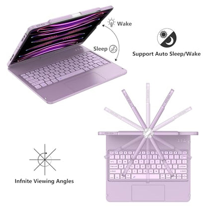 GGH Touch for iPad Keyboard Case Air 13 (M3 2025 / M2 2024) &12.9 iPad Pro (6th,5th,4th,3rd Gen),360° Rotatable Protective Cover Multi-Touch Trackpad Keyboard Case with Pencil Holder - Light Purple - color: Light Purple