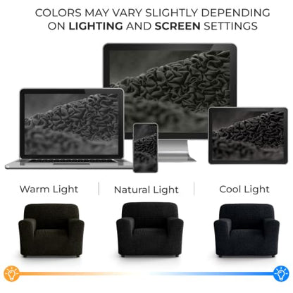 Premium Stretch Couch Covers for Sofa - Sofa Chair Cover Washable, Dogs & Pets Friendly - Elastic Polyester Loveseat Slipcovers - Non-Slip Love Seat Couch Covers - Black (21"-39" Wide) - color: Black, size: 21"-39" Wide