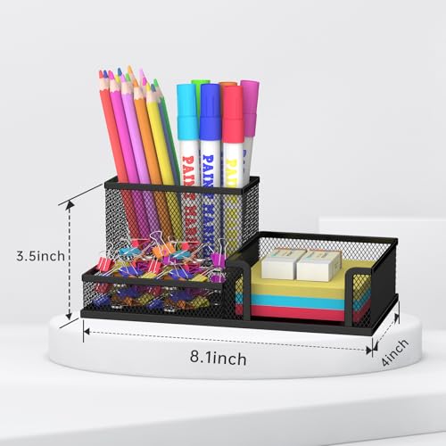 SUPEASY Pen Holder Desk Organizer, 2Pack Office Supplies Pencil Holder with 3 Compartments, Desk Accessories and Workspace Organizers for Home School Classroom, Black - color: 2Pcs