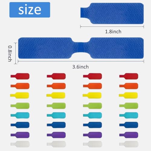 32 Pack Cable Labels, Medium,Rectangular Wire Labels with Reusable Hook, Multi-Color Write On Cord Tags for Wire Management and Identification (1.78 x 0.79 inch) - size: 32 PCS: Rectangular