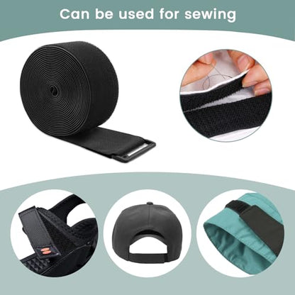2In x 16Ft Cable Straps Heavy Duty With 15 Buckles, Black Hook and Loop Straps, Reusable Cable Ties for Organizer or Storage - size: 2In x 16Ft