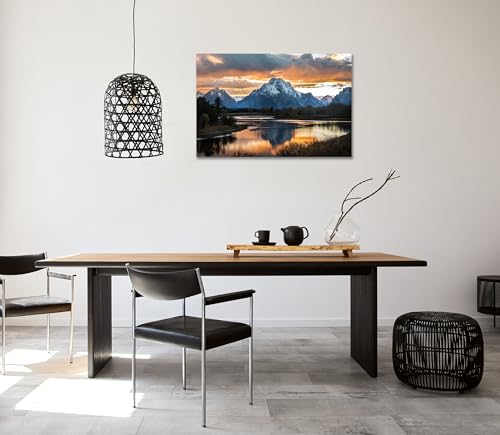 SKASNFAI Grand Teton National Park Canvas Wall Art Mountain Landscape Print Picture Framed Nature Wall Decor for Living Room Office 24X36 Inch - color: Mountain 02, size: 24"L x 36"W