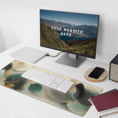 Large Gaming Mouse Pad, Non-Slip Rubber Base, Floral Pattern Design, 35.4x15.7 Inch, Ergonomic for Office and Gaming - color: Floral Pattern