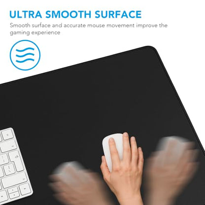 Large Mouse Pad, Desk Mat with Non-Slip Rubber Base, Waterproof Gaming Mousepad with Stitched Edges, XXL Computer Long Keyboard Mouse Mat for Gamer, Office & Home, 31.5" x 15.7", Black - color: Black, size: 31.5" x 15.7"