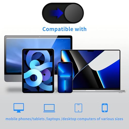 Universal Metal Camera Privacy Slider [3-Pack Black], 0.022-Inch Laptop Camera Cover, Compatible with MacBook Pro/Air, iMac, iPad Tablets, iPhone/Plus, Webcam Blocker, Protects Your Privacy