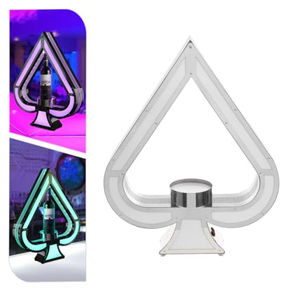 LED Lighted Liquor Bottle Display Shelf Ace of Spades Bottle Display Stand with Remote Control 7 Color Adjustable Glowing Wine Bottle Display LED Champagne Bottle Presenter for Bar Nightclub Party - color: Silver-ace of Spades