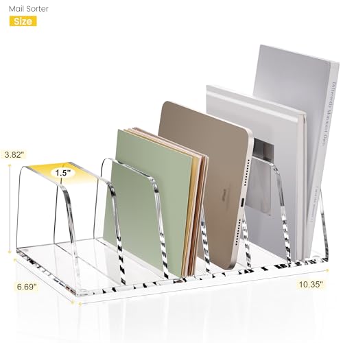 YUXUN Desk File Organizer,6-Section Acrylic Desk Organizer,Vertical File Sorter Holder Organization for Office School & Classroom (Clear - 1Pack) - style: 6-Section,A5