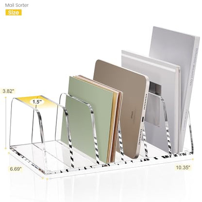 YUXUN Desk File Organizer,6-Section Acrylic Desk Organizer,Vertical File Sorter Holder Organization for Office School & Classroom (Clear - 1Pack) - style: 6-Section,A5
