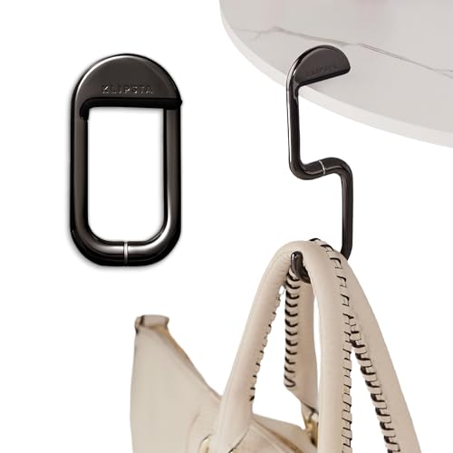 FLIP Bag Hook - Newly Redesigned. Portable Purse Hanger for Table with Magnetic Closure - Now Holds up to 50 lbs (Chrome Black) - color: Chrome Black