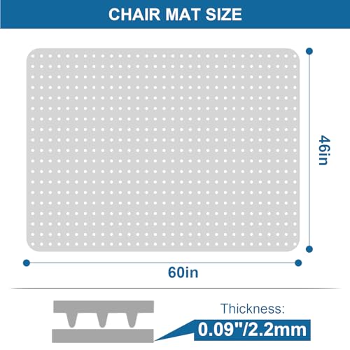 Clear Office Chair Mat for Carpet - 46"x60" Heavy-Duty Protection for Low Pile Carpets - Not Suitable for Hardwood Floors - size: 60×46inch