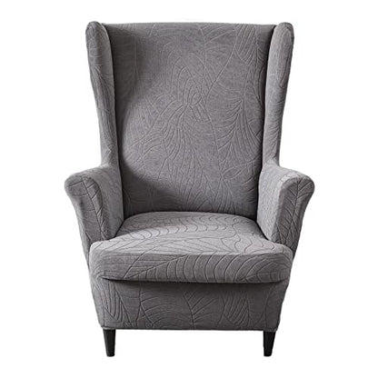 KRFOONN Stretch Wing Chair Slipcovers Jacquard 2 Piece Wingback Chair Covers Soft Spandex Wingback Armchair Slipcover Furniture Protector Chair Covers for Living Room Wingback Chair, T16 - color: Color T16