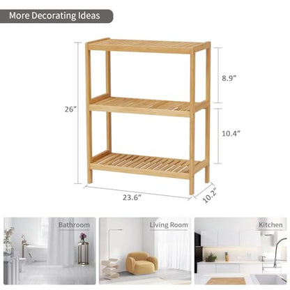 Bamboo Bathroom Shelf, Stand Utility Storage Shelf Multifunctional Bathroom Kitchen Living Room Holder Plant Flower Stand (3-Tier) - size: 3-Tier-1