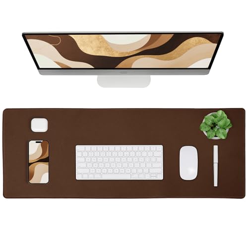 ALOANES Waterproof Mouse Pad with Durable Stitched Edge, Gaming Keyboard, Non-Slip Rubber Base Mouse Mat, Extended Desk pad for Gamer, Office& Home, Brown Mousepad 3XL(35.43"x15.74"x0.12") - color: 02- Brown, size: 3XL(35.4" x 15.7")