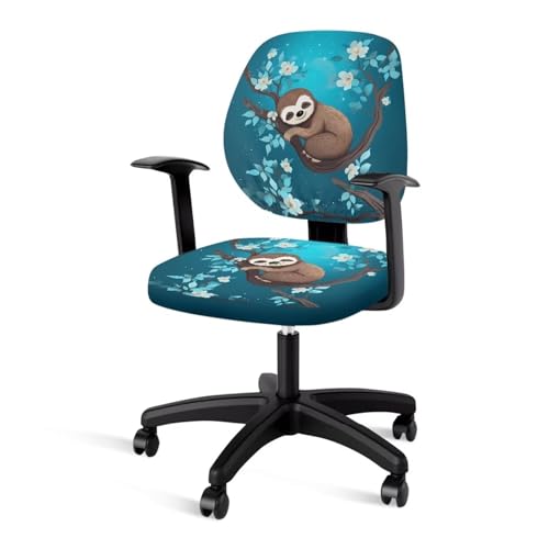 Cute Sloth Office Chair Covers Stretchable Computer Desk Chair Seat Cover Removable Chair Slipcover Protector for Rotating Swivel Chair Wheelchairs Gaming Chairs Padded Covers Flower - color: Cute Sloth