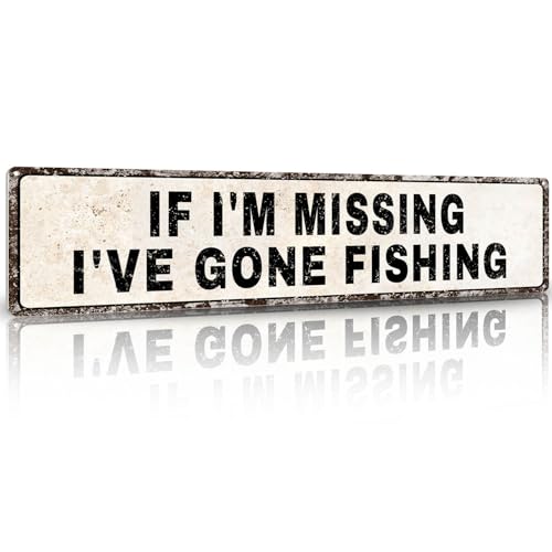 Gone Fishing Decor Lake House Sign Gear Funny Fish Gifts Wall Accessories | Birthday & Fathers Day & Christmas Gift | Cabin Dorm Home Room Bedroom | Fishing Accessories | Gear & Stuff - color: Fishing