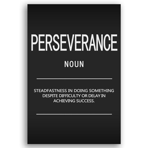 Motivational Canvas Wall Art Perseverance Noun Inspirational Posters and Prints Inspirational Painting Artwork Modern Inspiring Office Living Room Gym Decor Framed Ready to Hang[12" W X 18" H] - color: A-ONE-03, size: 12"L x 18"W