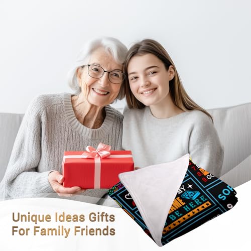 Jekeno Gaming Gifts Blanket for Gamer Teen Boys Men Son Brother Birthday Christmas Video Game Controller Gamepad Headphones Print Present Decor Home Sofa Couch Kids Adult Soft Cozy Plush Throw 50"x60" - color: Black Game Gifts