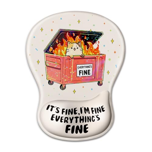 Cat Mouse Pad with Wrist Rest Funny Cute Ergonomic Mousepad Middle Concave | Dumpster on Fire Wrist Support, Office Desk Accessories, Gaming Work Home, Non-Slip Base, for Wireless Mouse Computer Laptop - color: A Dumpster Cat
