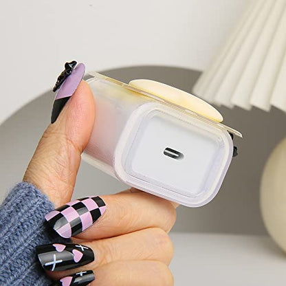 Compatible with iPhone 18W/20W USB-C Charger Cover Lovely 3D Love Heart Waves Clear Soft Charger Protector Cute Cable Saver for iPhone 11 12 13 14 Pro Max Fast Power Adapter, Beige 1 (5in1) - color: Beige 1 (5 in 1)