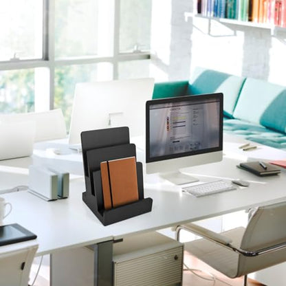6 x 9 Wood Brochure Holder 3 Tier Pamphlet Display Stand Black Brochure Display Stand Postcard Holder Flyer Holder Magazine Rack Literature Stand Book Display for Desk Booklets Menu (1)