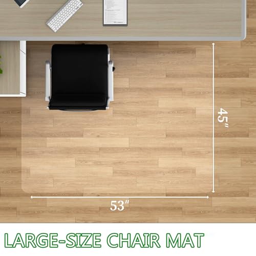 100pointONE Large Office Chair Mat for Hardwood Floor - 45" x 53" Clear Floor Protector Mat for Office Chair On Hardwood, Easy Glide Desk Chair Mat for Home & Office - color: Transparent, size: 45" x 53" Rectangular