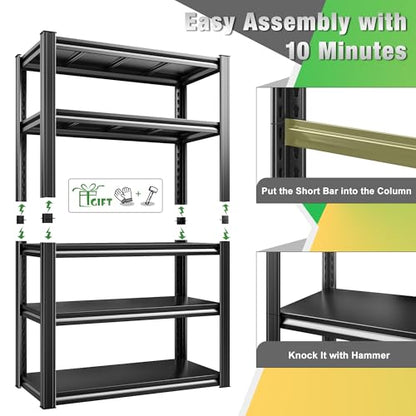 Raybee Storage Shelves Garage Shelving Heavy Duty,5-Tier Adjustable Garage Shelves,Metal Shelving for Garage,Basement, Warehouse,Pantry, 72" H x 31.5" W x 16.5" D，Black - size: 16.5"D x 31.5"W x 72"H,Black