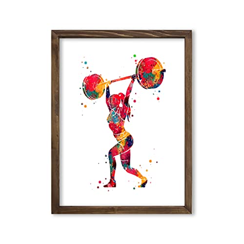 Woman Weight Lifter Watercolor Art Print Female Weightlifter Wall Decor Gym Fitness Poster Weight Lifting Woman Wall Art Ladies Sports Wall Art 8x10 Unframed Print - style: Weight Lifte