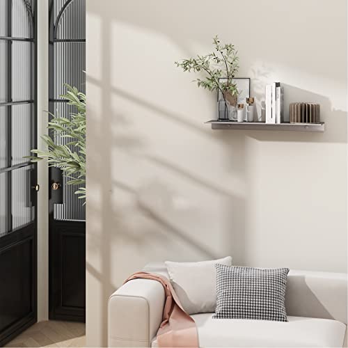 Danpoo 16 inch Gray Floating Shelf for Wall Organizer & Storage, Display Shelf, Metal Wall Shelf for Bathroom, Living Room, Kitchen, Bedroom - color: Grey, size: 16 in